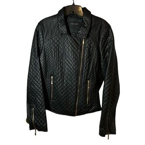 BRAND NEW!! therapy Quilted Black Leather Moto Jacket with Gold Hardware